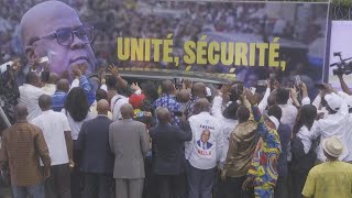 DRC president Tshisekedi arrives at party HQ ahead of vote results  AFP [upl. by Ennyletak]