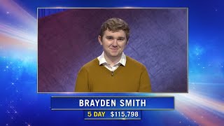 Brayden Smith In Loving Memory  Tournament of Champions 2021  JEOPARDY [upl. by Ahsii]