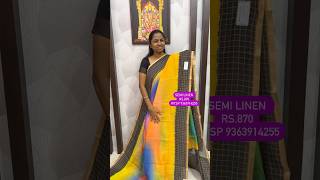 Wtsp 9363914255 exclusive semi linen sarees zarafashionsudumalpet9222 ​⁠ZaraSalwars [upl. by Etaner]