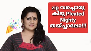 Pleated nighty cutting and stitching malayalamwith zip [upl. by Paley]