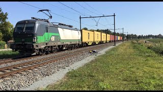 ELL Vectron loco RTB Cargo with Container Train at the famous Dutch Railroad curve near Hrt 🇳🇱209👍🚂 [upl. by Barbaresi]