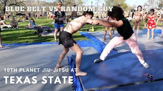 Jiujitsu at Texas State  Challenged by a random guy at Sewell Park [upl. by Obmar]