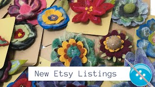 New Etsy Listing Felted Flower Pins [upl. by Chitkara432]