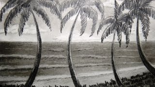 How to draw seashore and palm tree  Part 2 [upl. by Evetta300]