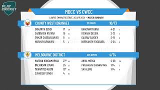 Melbourne CA  West  One Day  Div B  Rnd2  Melbourne District v County West Orange [upl. by Igig230]