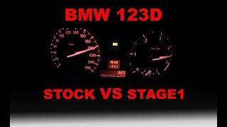 BMW 123d stage 1 vs stock acceleration 0100 and 0200 [upl. by Drallim]