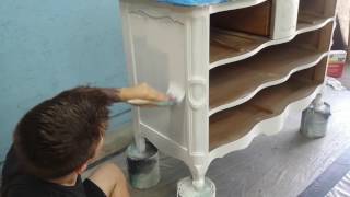 Painting Staining and Wood Stain Glazing a Provincial Dresser Makeover [upl. by Averi]