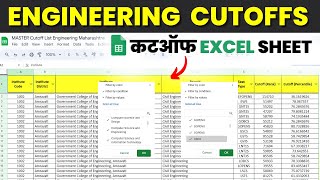 Engineering Cutoff Spreadsheet DEMO  Maharashtra Engineering Admission Process 2024 [upl. by Balcer]