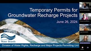 June 26 2024 Public WorkshopTemporary Permitting for Groundwater Recharge [upl. by Vaclav]