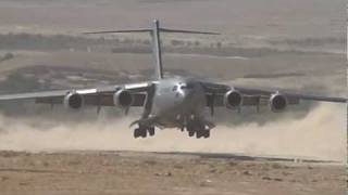 C17 Landing on dirt runway [upl. by Tedder]