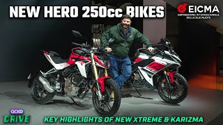 Hero Xtreme 250R amp Karizma XMR 250 First Look Video From EICMA  India Launch In 2025 [upl. by Lorrimor]