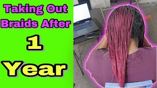 11 Months New GrowthTaking Down Old Micro Braids hairgrowth braids [upl. by Furgeson929]