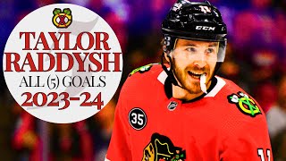 Taylor Raddysh All 5 Goals 202324  Blackhawks Highlights [upl. by Annod]