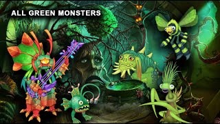 All Green Monsters All Sounds amp Animations  My Singing Monsters [upl. by Ayahs762]