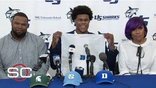 No 3 recruit Vernon Carey Jr chooses Duke over UNC and Michigan State  SportsCenter [upl. by Ilah]