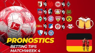 Pronostics Bundesliga  Journee 4 Stuttgart Dortmund  Werder Bayern  Leverkusen Wolfsburg etc [upl. by Eimyaj]