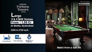 Subishi Fortuna Towers Project 3 amp 4 BHK Large Size Apartments  Mokila Hyderabad  Ceyone [upl. by Klatt]