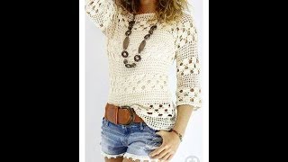 BLUSA BLANCA TEJIDA FACIL Y RAPIDO A CROCHET PARTE 1 [upl. by Yauqram837]