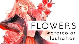 FLOWERS Watercolor speedpaint [upl. by Llertnauq700]