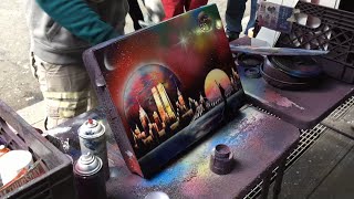 Amazing Spray Paint Art Times Square New York City [upl. by Nnanerak109]