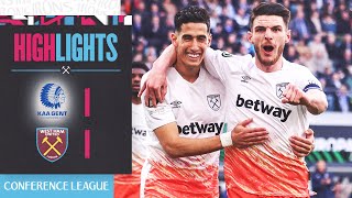 KAA Gent 11 West Ham  All To Play For In Second Leg  Europa Conference League Highlights [upl. by Aisatsan]