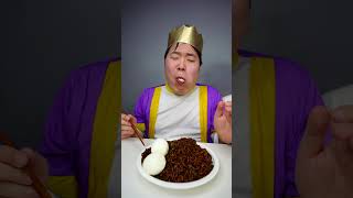 ASMR MUKBANG  Spicy Chicken  black bean noodles eating HUBA shorts [upl. by Mailand]