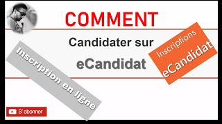 التسجيل عبر ECandidat Postuler à une formation sur eCandidat [upl. by Leonore]