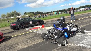 230HP Super Kart vs 1300HP Porsche 9ff vs 1088HP AUDI S4 [upl. by Naples574]