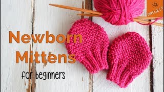 How to knit Newborn Baby Mittens for beginners  So Woolly [upl. by Onaicram650]