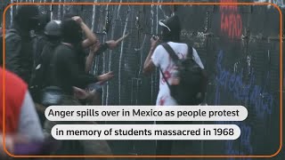 Mexicans protest 55th anniversary of student massacre [upl. by Adalia869]