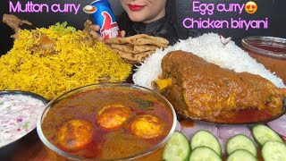 CHICKEN BIRYANIMUTTON CURRY WITH RICEEGG CURRYRAITA ASMR EATING [upl. by Templia]