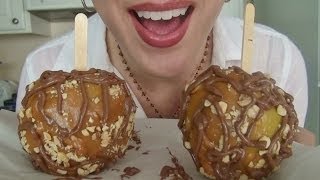 SassEsnacks ASMR Caramel Apple  Foods on a Stick Part 6  Eating Sounds  Mukbang [upl. by Asamot179]