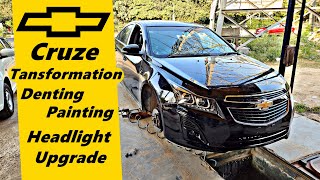 Chevy Cruze Transformation  Denting Painting Headlight Upgrade amp More [upl. by Ymma]