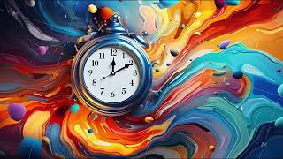 table clock watch on liquid color abstract background cg animation time concept video loop [upl. by Hillinck716]