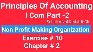 I com 2Chap2 Exe10 Principles of Accounting Sohail Afzal Book Non Profits Making Organization [upl. by Laenaj369]