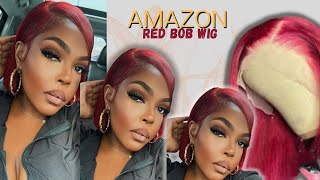 BADDIE ON A BUDGET RED AMAZON BOB WIG  HIRIREMY HAIR [upl. by Leatri]