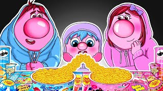 Inside Out 2  Embarrassment Family Convenience Store PINK BLUE Food Mukbang Animation  ASMR [upl. by Li]