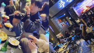 Jungkook candidly reacts to the fan disturbing his dinner with Eunwoo and Jaehyun [upl. by Venator]