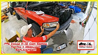 1996 Dodge V 10 Cam Sensor replacement and new Headlight Switch and Headlights  Shots Life [upl. by Ahsyekat535]