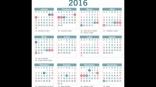 Calendário de feriados de 2016 [upl. by Julian]