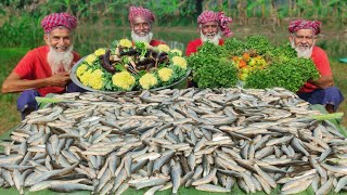 Bata Fish amp Winter Vegetable Curry  Small carp fish Cutting Processing amp Cooking with Vegetable [upl. by Ahsinra138]