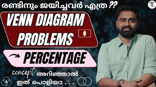 ഒരുപാട് അവർത്തിച്ച ചോദ്യങ്ങൾ ✨ VENN DIAGRAM Problems  PERCENTAGE ✨ venndiagrams percentage [upl. by Aiyot]