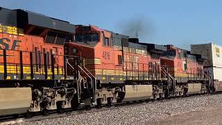 Waiting at Railroad Crossing switching Railcars from yard then faster Intermodal train zooms past [upl. by Garv]