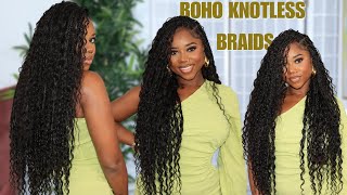 BOHO BOX BRAIDS KNOTLESS  STEPBYSTEP TUTORIAL  YWIGS BRAIDING HUMAN HAIR  Chev B [upl. by Namhcan]