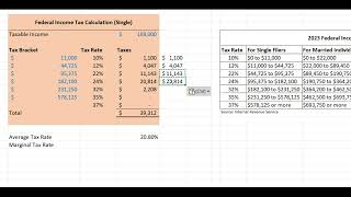 Calculating Federal Income Taxes Using Excel  2023 Tax Brackets [upl. by Laurinda]