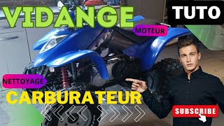 TUTO  VIDANGE MOTEUR ET NETTOYAGE CARBURATEUR SUR LE KYMCO KXR quads tutorial vidange [upl. by Natan349]