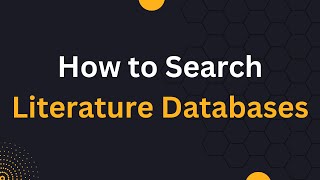 how to search literature databases [upl. by Nnahgem]