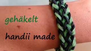 Loom Bands Armband  gehäkelt  geflochten  mit Häkelhaken  Hook Anleitung deutsch ohne Loom [upl. by Goddart]