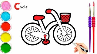 Bicycle 🚲 drawing painting and coloring for kids and toddlers  how to draw  512 [upl. by Korb]