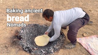 Baking ancient bread of Iranian nomads ، Traditional food ، iran  نان کیمه ندوشن [upl. by Clower558]